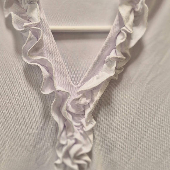 Lilly Pulitzer UPF 50+ Luxletic White Ruffled Short Sleeve Polo Top Size XXS NWT - Picture 4 of 8